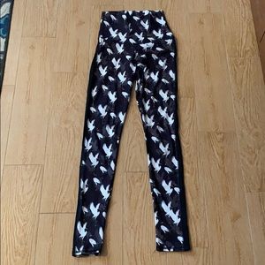 Emily Hsu Crane Leggings with tuxedo stripe Sz M